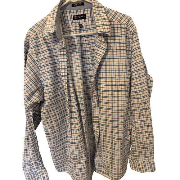 Chaps Mens Plaid Button Down Shirt Classic Fit Oxford - Picture 1 of 3